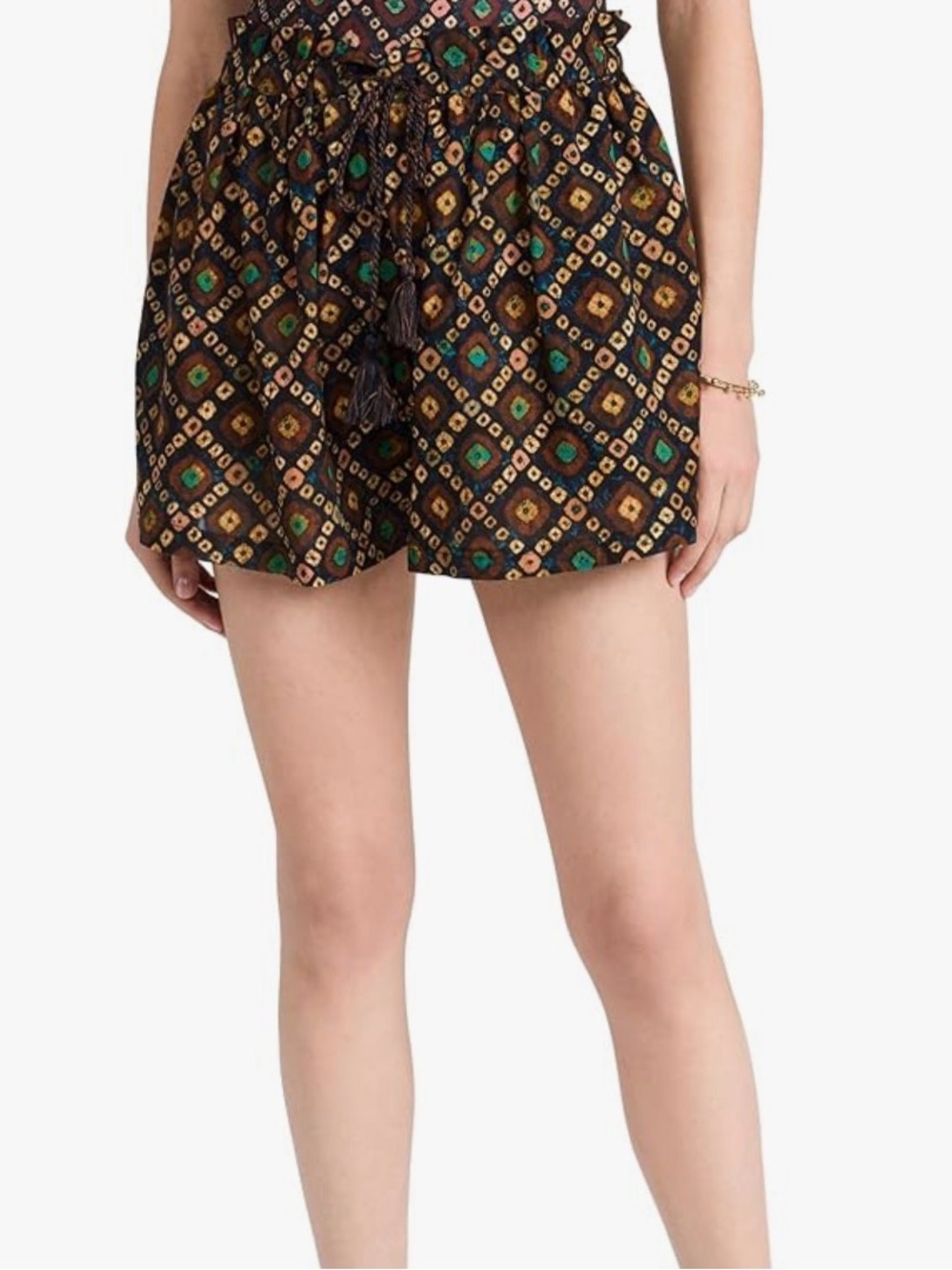 Ulla Johnson Black Multi Geo-Print High-Waist Shorts
